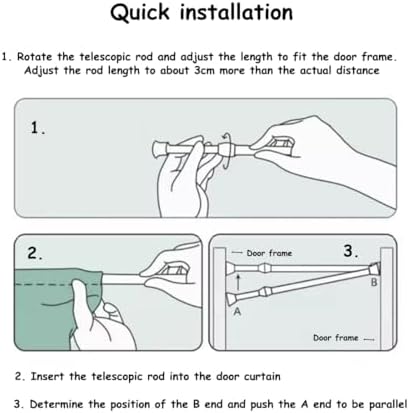 Japanese Noren Door Curtain with Telescopic Rod