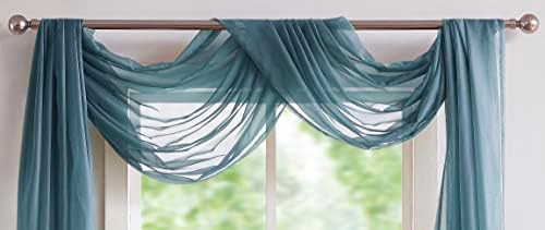 Warm Home Designs Dusty Blue Sheer Window Scarf - 54x216 Inches