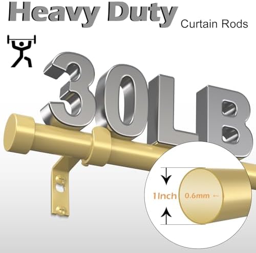 OLV 2 Pack Gold Adjustable Curtain Rods for Windows 48-84 Inch