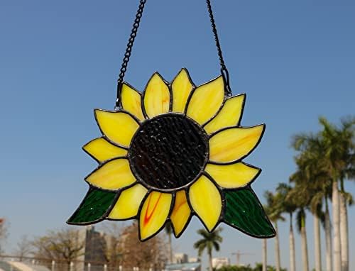 Stained Glass Sunflower Window Hanging Decor