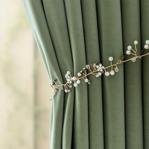Lazzzy Velvet Thermal Insulated Curtain 84 Inch Sage Green