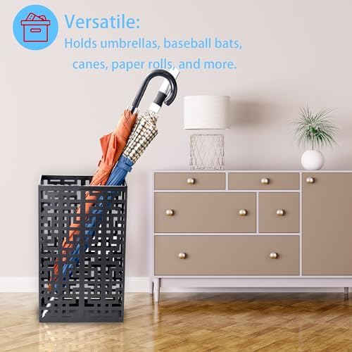 Black Metal Umbrella Stand Rack for Entryway