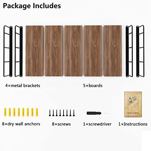MXCSE Floating Shelves 5pc Brown Wall Mount