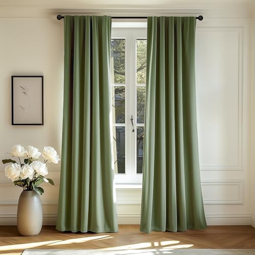Lazzzy Velvet Thermal Insulated Curtain 84 Inch Sage Green