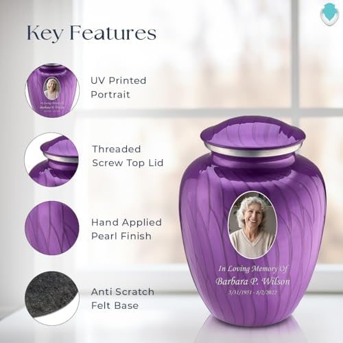 GetUrns - Adult Cremation Urn 200 Lbs Pearl Purple