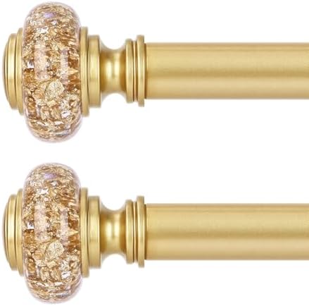 2 Pack Gold Curtain Rods for Windows 48-84 Inch Farmhouse Style