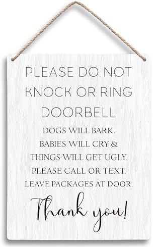 Please Do Not Knock or Ring Doorbell Wooden Sign 8x10
