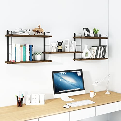 MXCSE Floating Shelves 5pc Brown Wall Mount