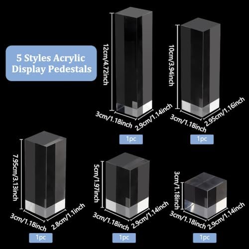 BENECREAT 5pcs Clear Acrylic Display Blocks for Jewelry and Gemstone Display