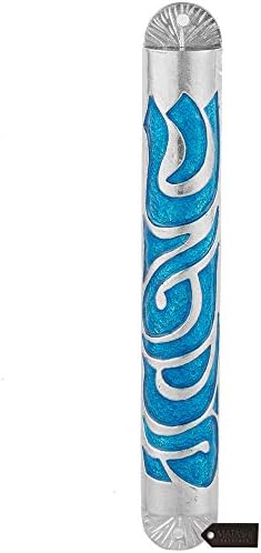 Matashi Hand Painted Blue Enamel Mezuzah Decor