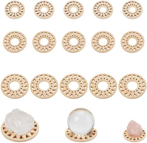 CRASPIRE 15Pcs Crystal Ball Wood Stand Display Set