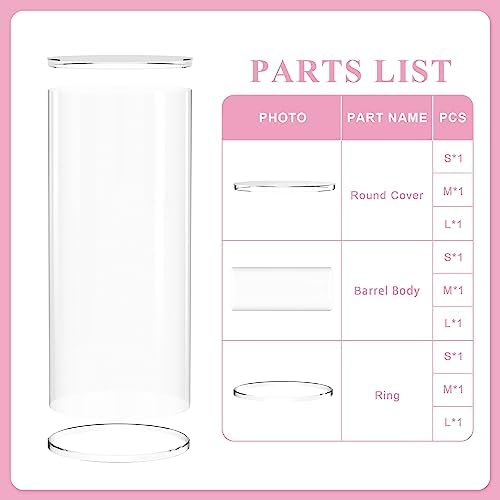 Wokceer 3Pcs Clear Cylinder Pedestal Stand for Party