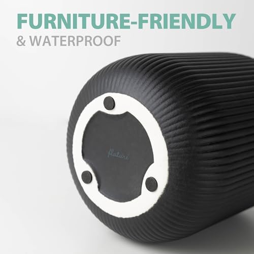Flature Ceramic Vase with Grooves - Matte Black 20cm Tall