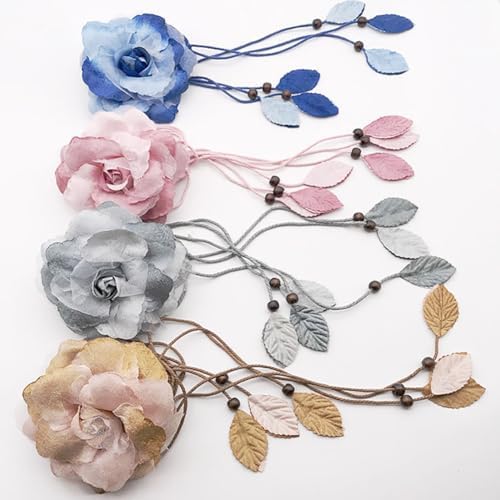 2 Pcs Decorative Curtain Tiebacks with Flower Design Grey