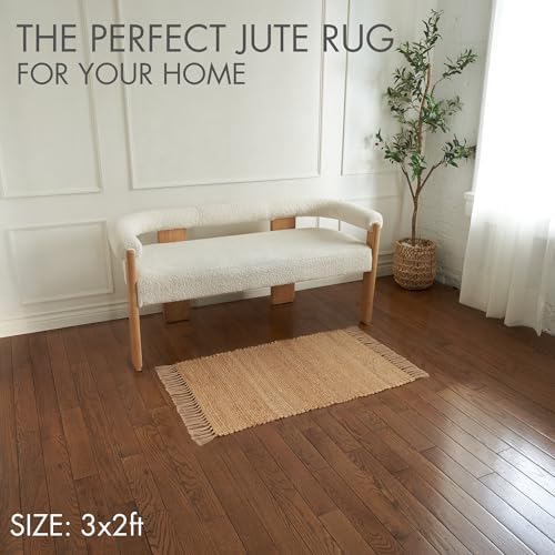KIBAGA 2x3 ft Jute Rug - Boho Decor Entry Area Rug