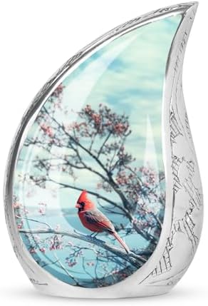 Red Cardinal Urn - 10 Inch Drop Urn for Human Ashes
