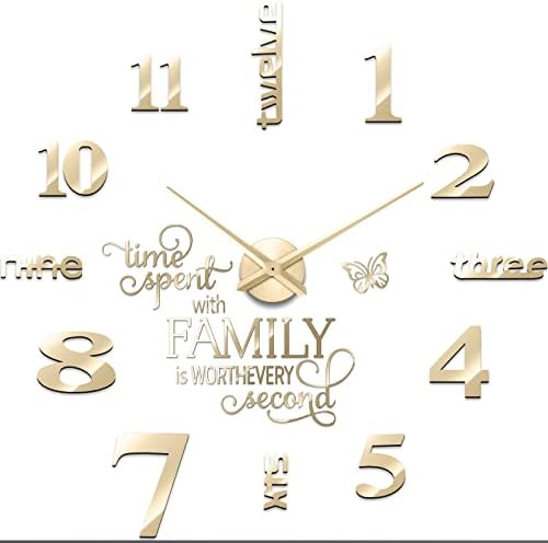 Junkin 3D Wall Clock DIY Kit with Adjustable Size Gold