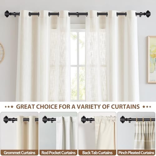 KAMANINA Adjustable Heavy Duty Curtain Rods Black 32-120 Inch Set