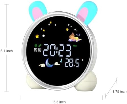 Kids Alarm Clock with Night Light and Sleep Training Rabbit