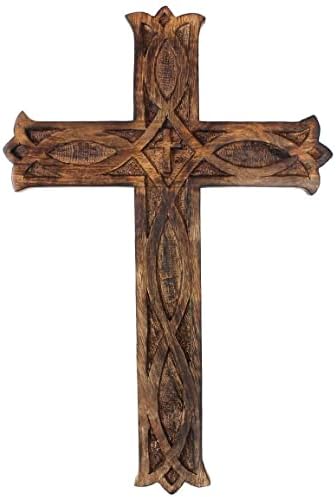 KSJONE 10 Inch Wooden Wall Hanging Cross Decor