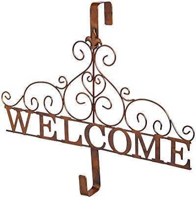 Evergreen Garden Rustic Bronze Welcome Wreath Holder 18x15 Inches