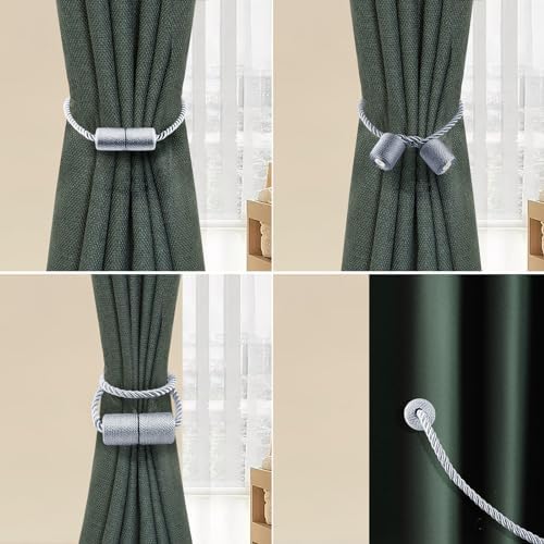 VEAGINS 6 Pack Strong Magnetic Curtain Holdbacks Grey