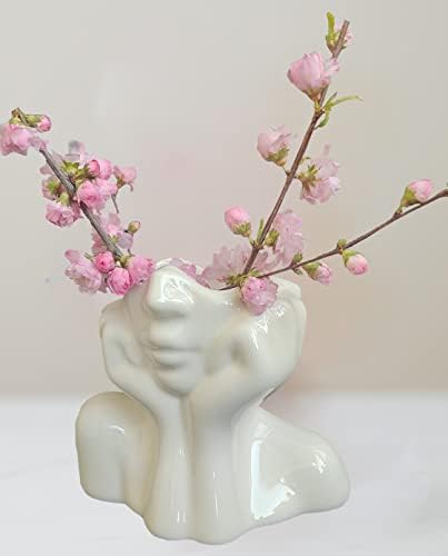 White Face Ceramic Vase for Home Decor
