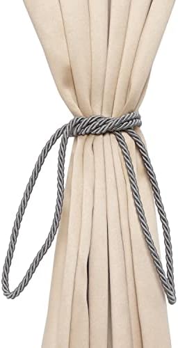 2 Pack Pearl Curtain Tiebacks with Tassels - Gray