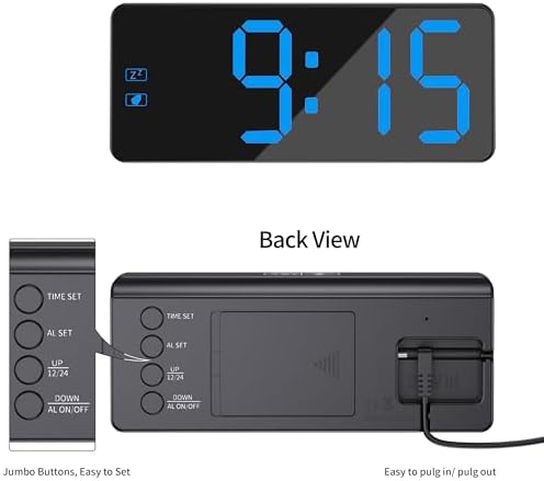Kwanwa Digital Alarm Clock with 3 Level Dimmer and Battery Backup