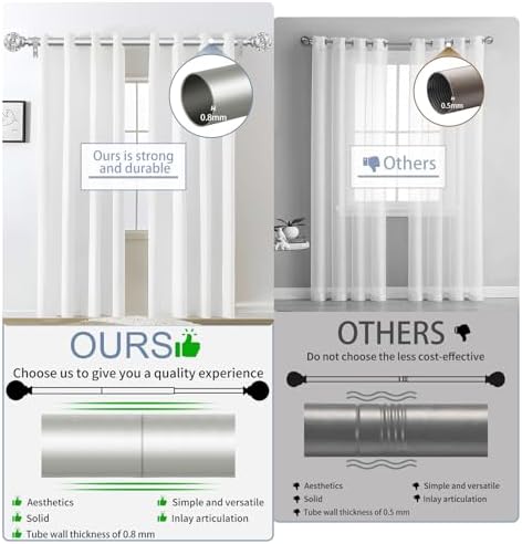 Silver Crystal Curtain Rods 18-60 Inches Adjustable