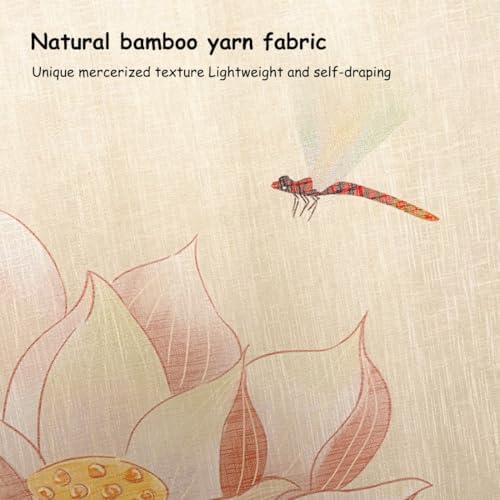 Chinese Lotus Door Curtain with Tassel Telescopic Rod Flexible and Thin