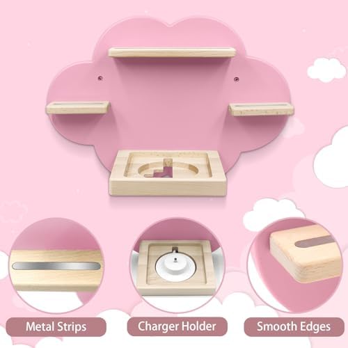 Taladad Magnetic Floating Shelf for Toniebox and Tonie Figures Pink
