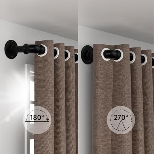 Industrial Curtain Rods 18-120 Inch Adjustable Blackout Rod with Wrap Around Design