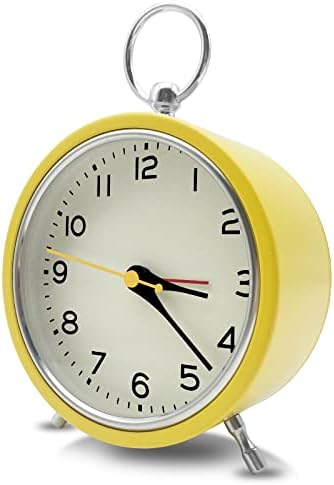 Rohome Yellow Small Silent Alarm Clock with Night Light