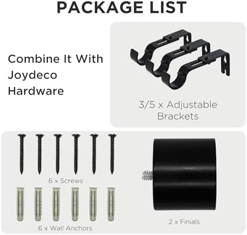 Joydeco Adjustable Curtain Rods 32-120 Inches 1 Inch Diameter