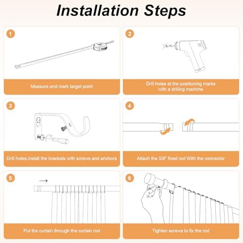 OLV 2 Pack Gold Adjustable Curtain Rods for Windows 48-84 Inch