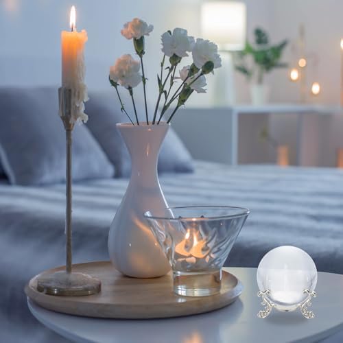 Uxcell 2pcs Metal Crystal Ball Display Stand