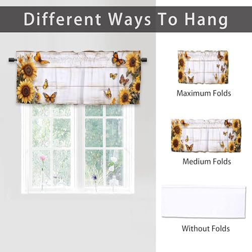 Sunflower Valance Curtains 2 Pack for Kitchen and Living Room