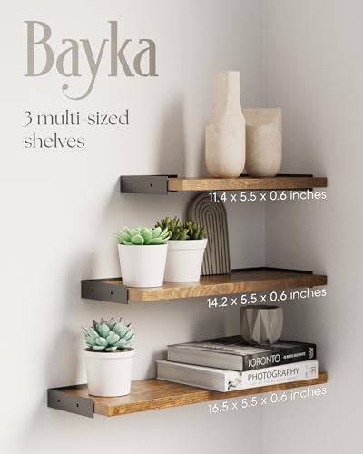BAYKA Corner Floating Wall Shelves Set of 3