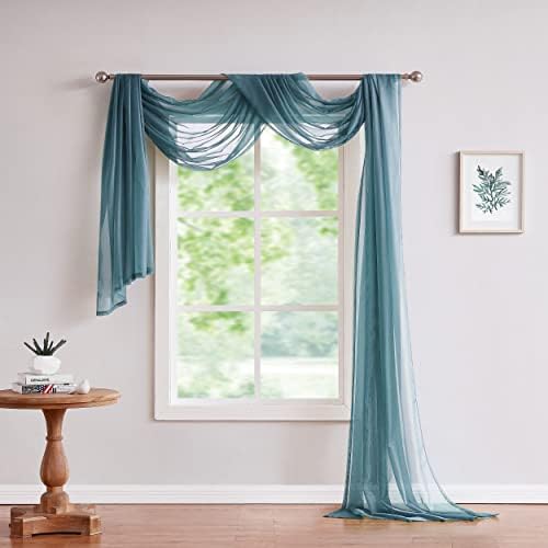 Warm Home Designs Dusty Blue Sheer Window Scarf - 54x216 Inches