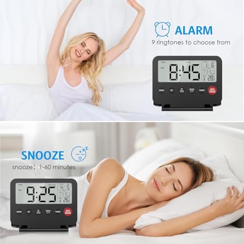 Olipiter Foldable Alarm Clock with Backlight and Temperature Display