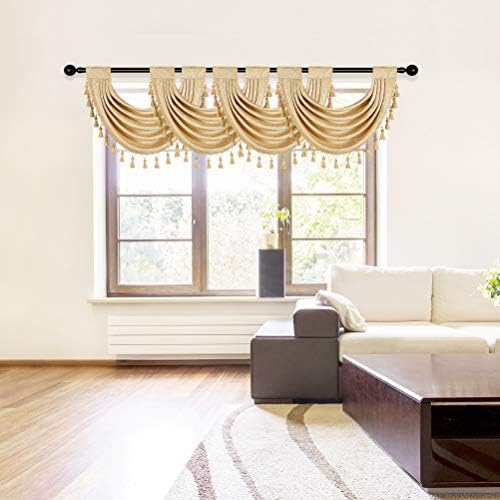 ELKCA Thick Chenille Valances Set of 2 for Living Room and Kitchen