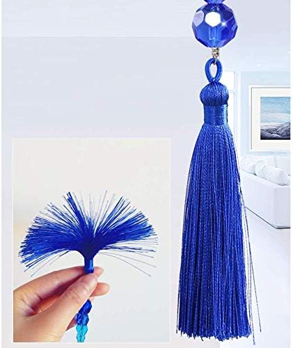 OKUOKA 25 Strands Beaded Door Curtain Blue Tassel Crystal Partition