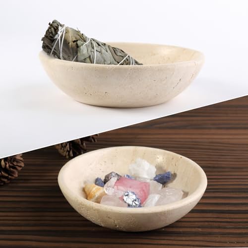 Koville Italian Travertine Incense Holder 6 Inch Sturdy Burner