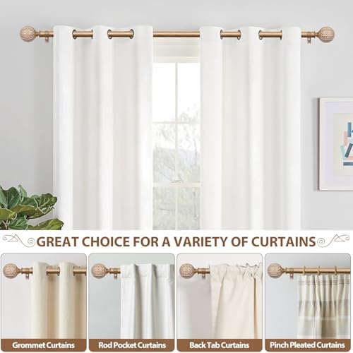 KAMANINA 1 Inch Adjustable Wooden Curtain Rods 48-84 Inch