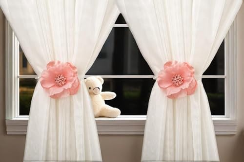 SUQ I OME 2 Pack Magnetic Curtain Tiebacks with Flowers
