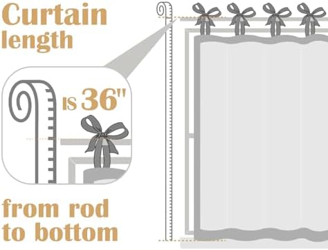 Jinchan Tie Top Linen Kitchen Curtains 2 Panels Taupe Grey