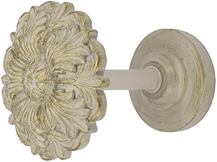 MERIVILLE Fleur Window Drapery Holdbacks Set of 2 French White with Gold