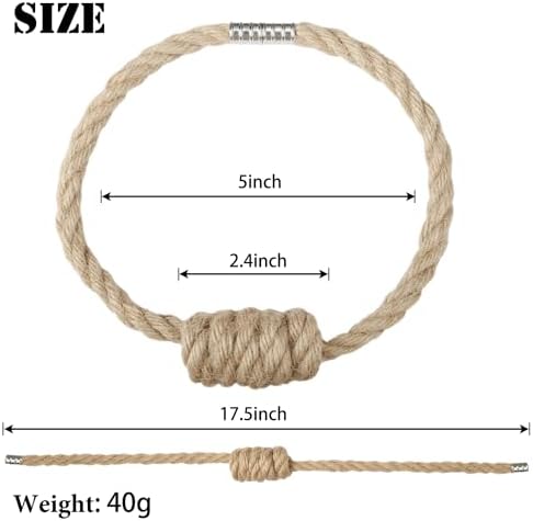 BEL AVENIR Magnetic Jute Curtain Tiebacks 2 Pack