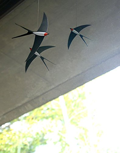 3 Swallow Hanging Mobile - 20 Inches - Handmade in Denmark